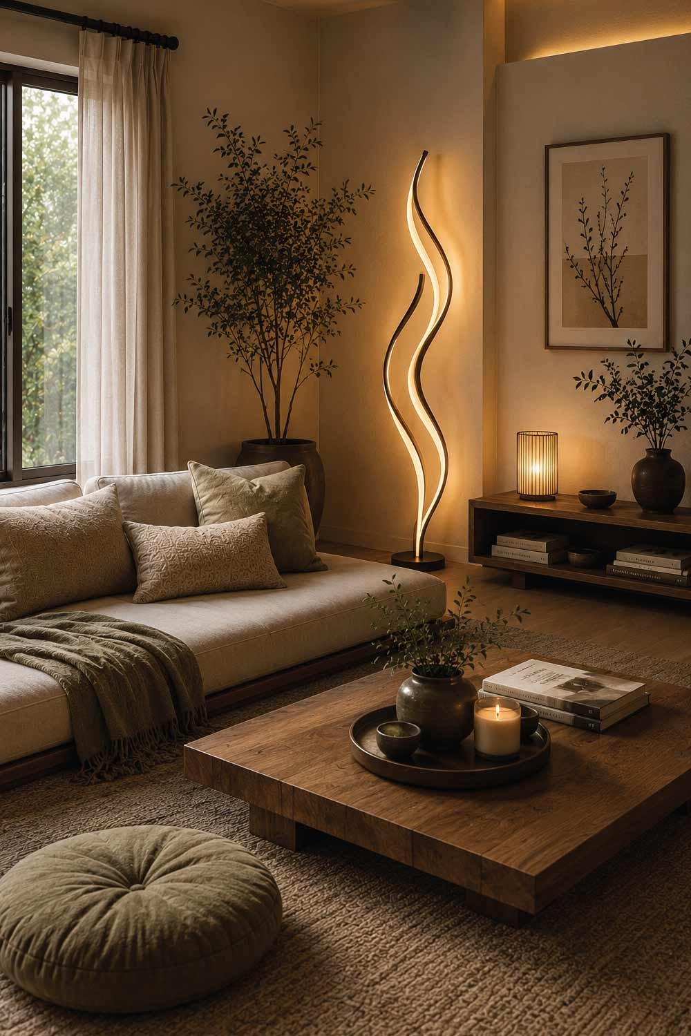 Statement LED Floor Lamps as Cozy Focal Points