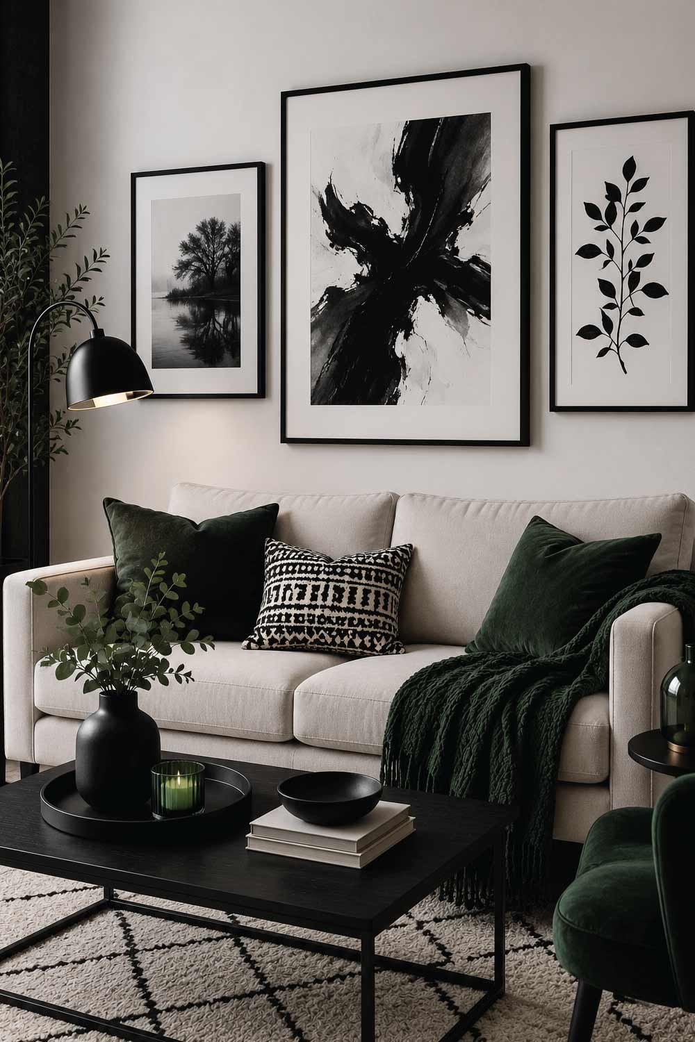 Black and White Art Paired with a Bold Accent