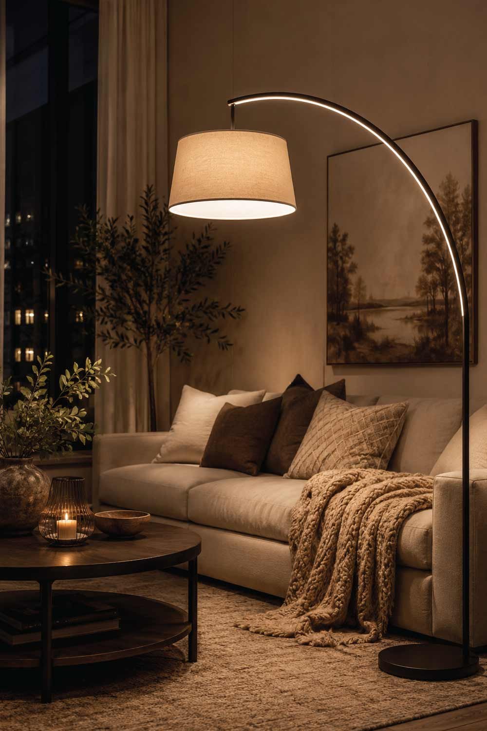Arc LED Floor Lamps for Relaxed Seating Areas