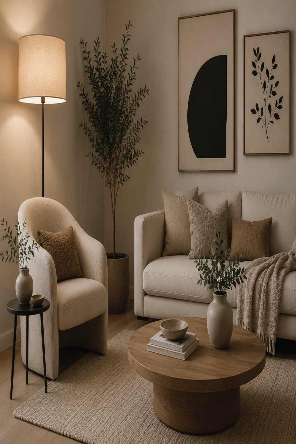 Floor Lamps with Neutral Fabric Shades