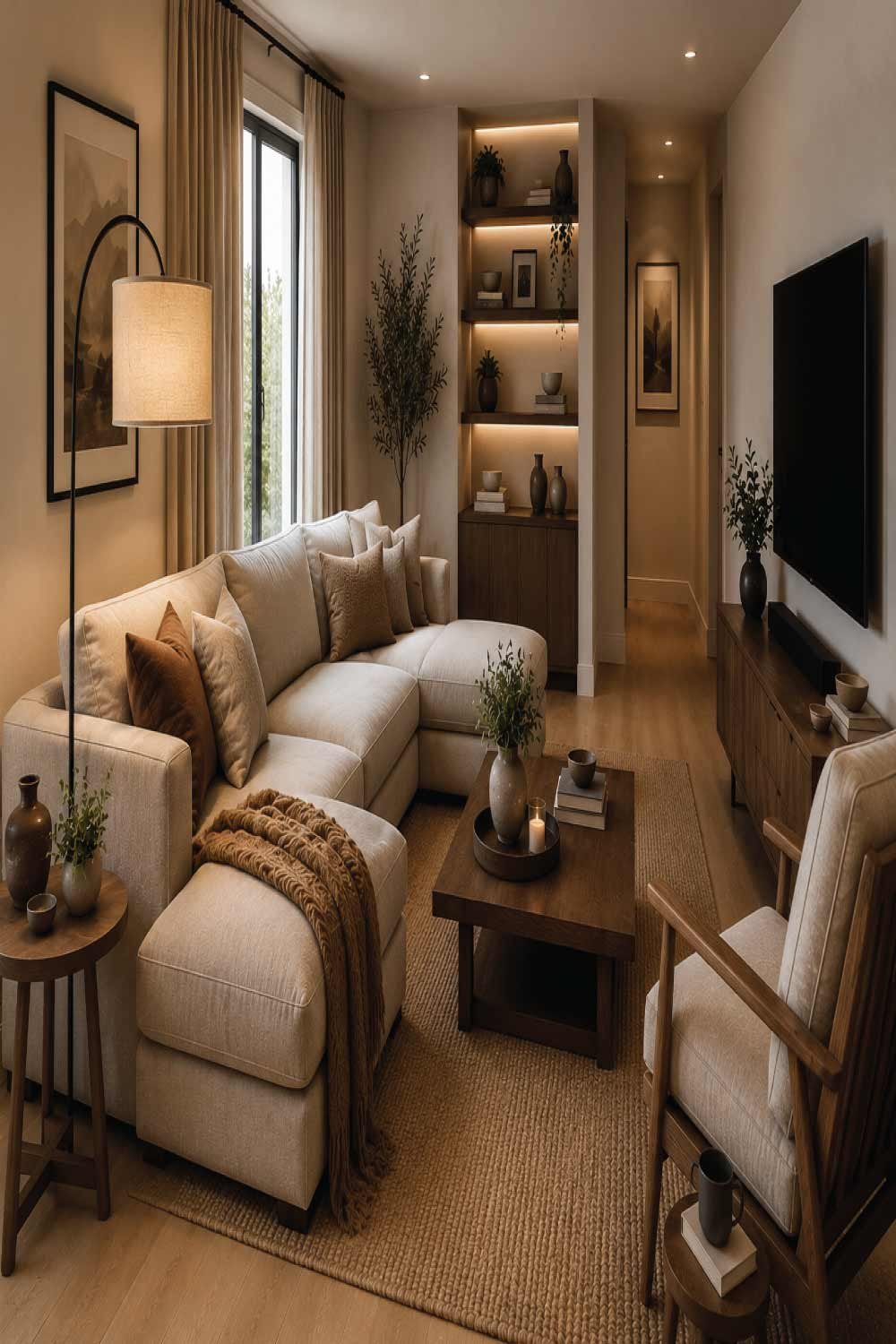 Matte Black Floor Lamp with Fabric Shade
