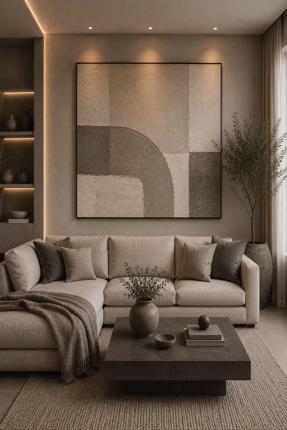 Monochrome Art in Shades of Beige and Gray