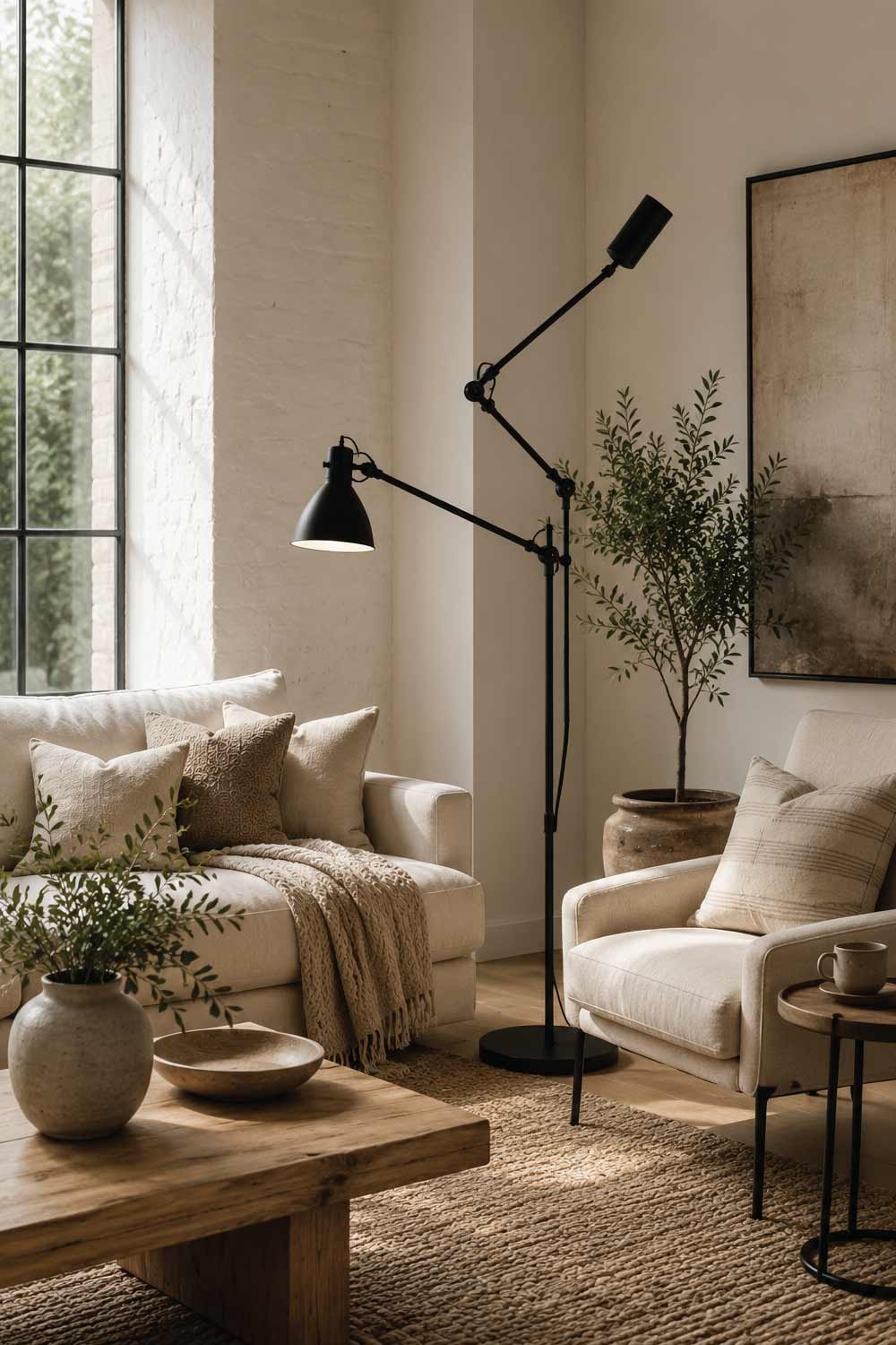 Black Floor Lamp with Adjustable Arms