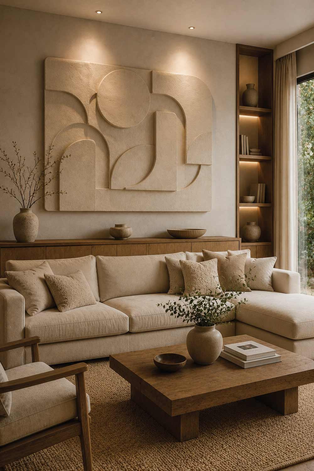 Sculptural Wall Pieces in Neutral Materials