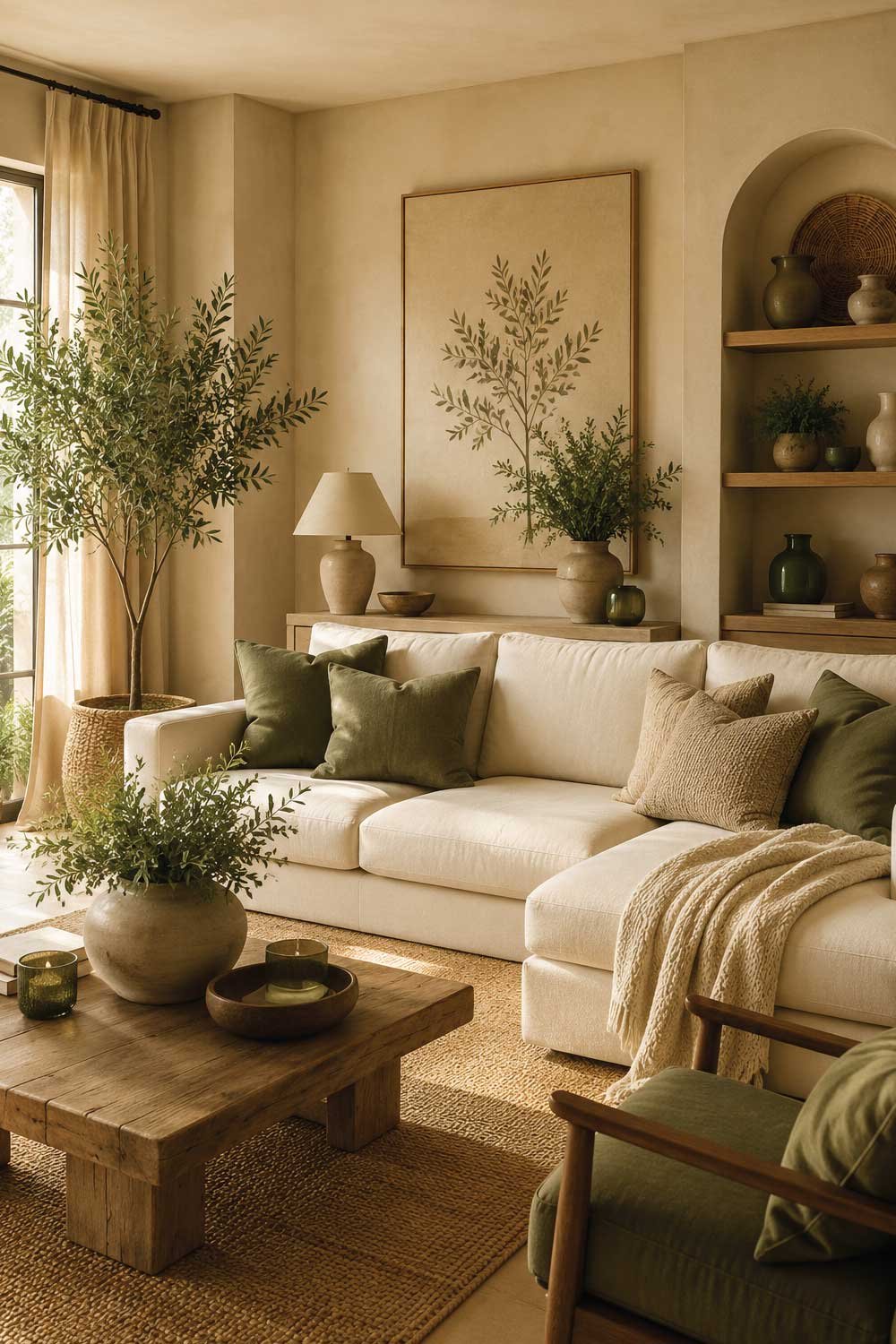 Beige, Cream & Olive Green Scheme