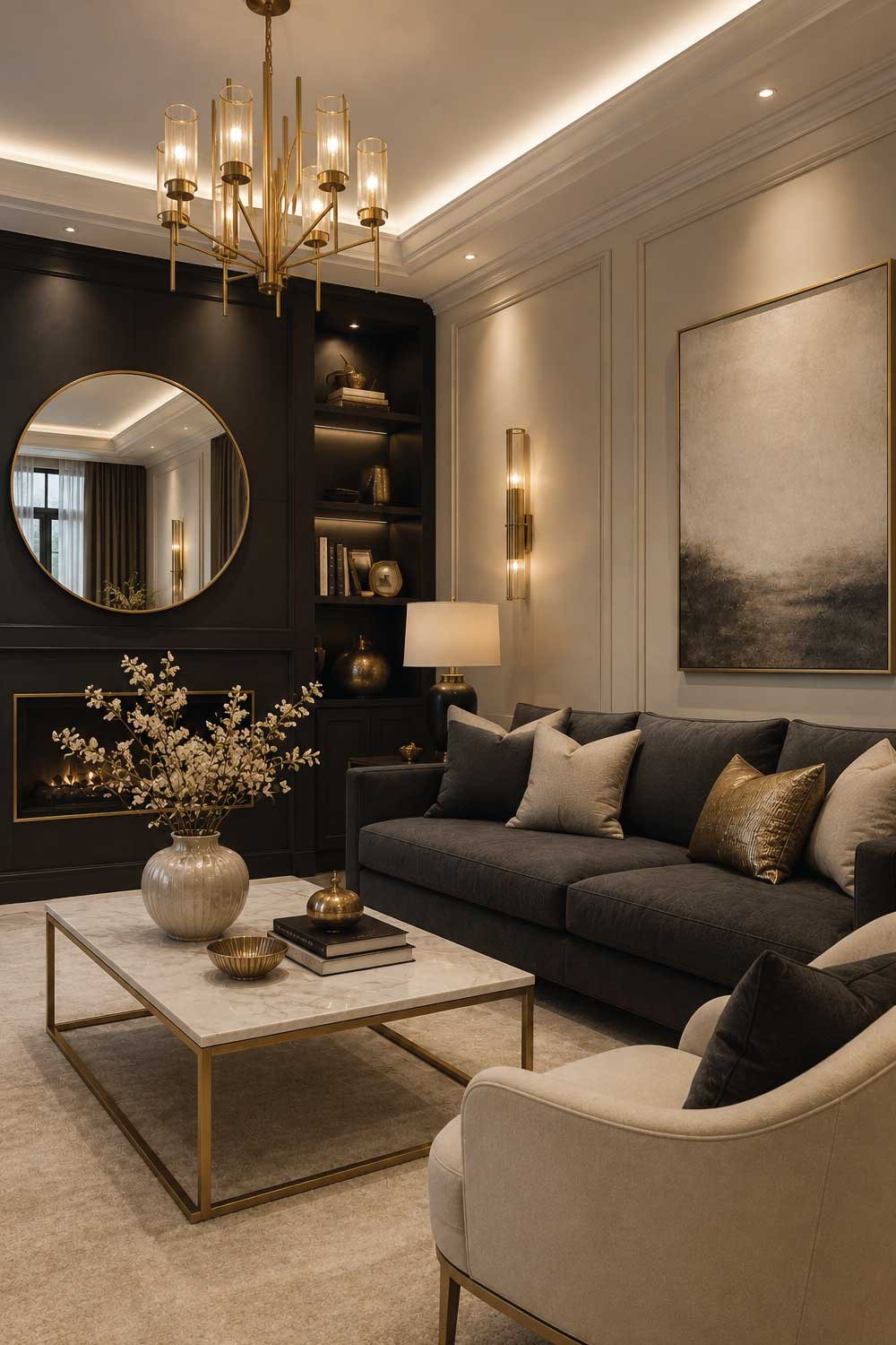 Charcoal Gray, Cream & Gold Scheme