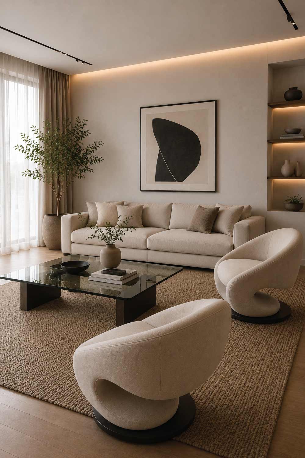 Contemporary Accent Chairs with Sculptural Design