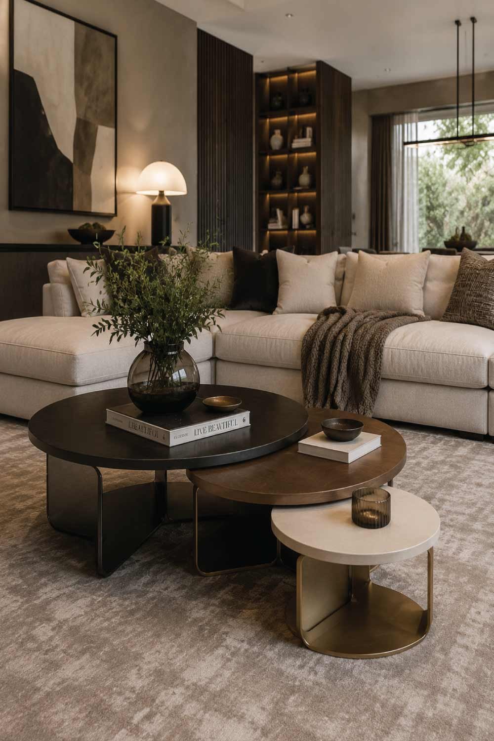 Contemporary Nesting Coffee Tables with Sculptural Form