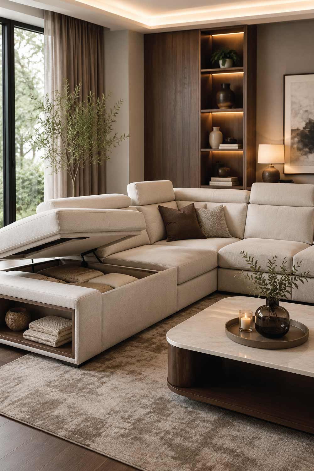 Contemporary Sectional Sofa with Built-In Storage