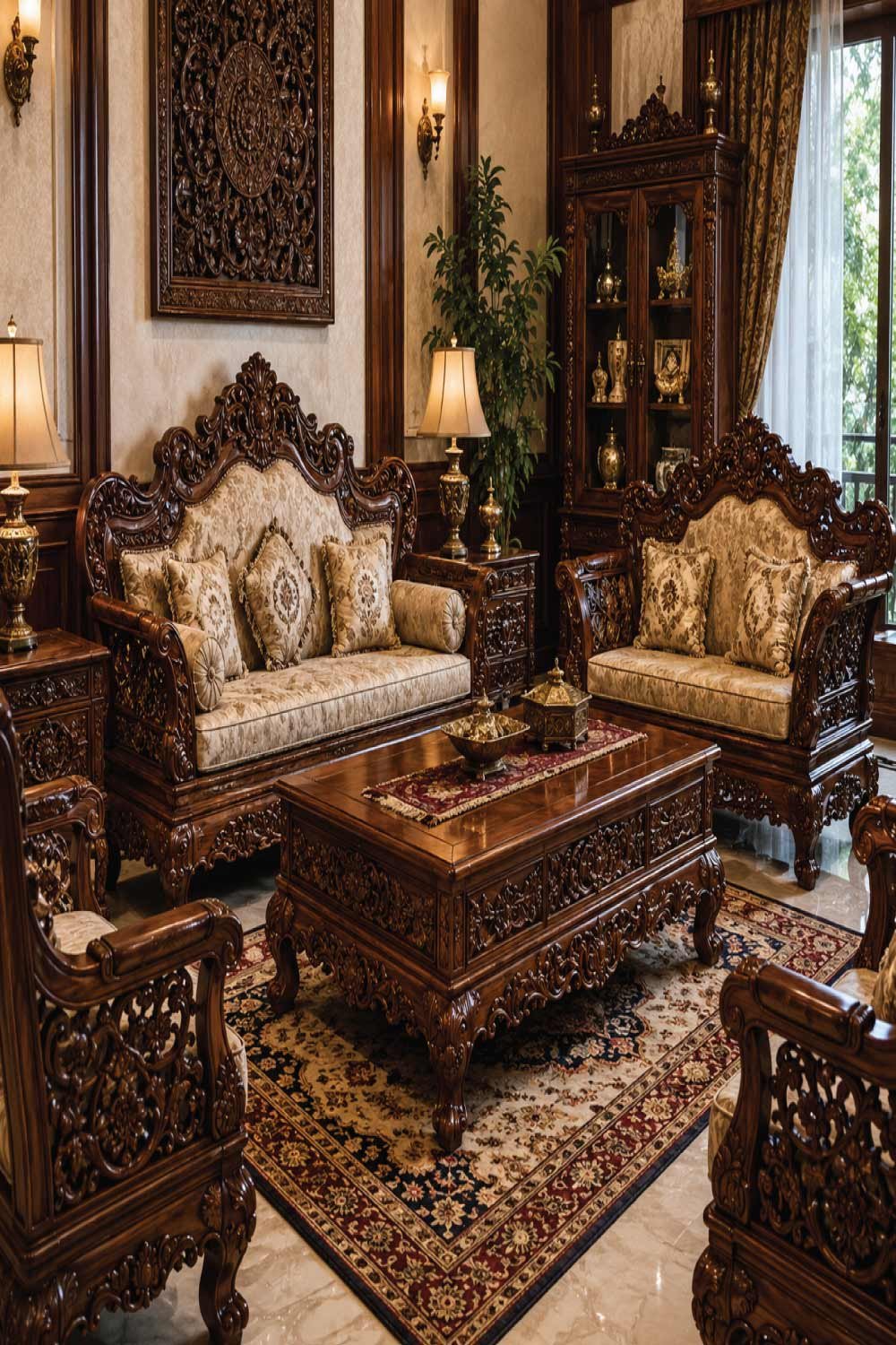 High-End Wooden Carved Furniture Sets
