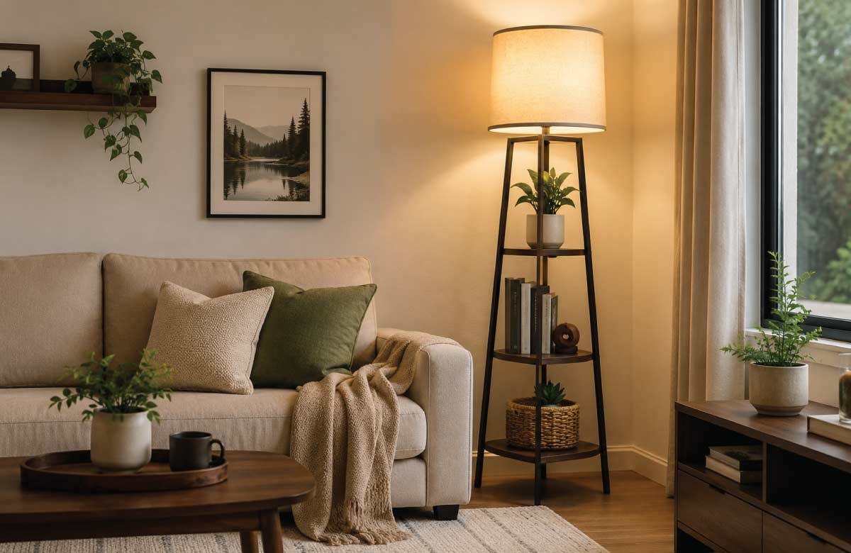 Floor Lamps with Built In Shelves