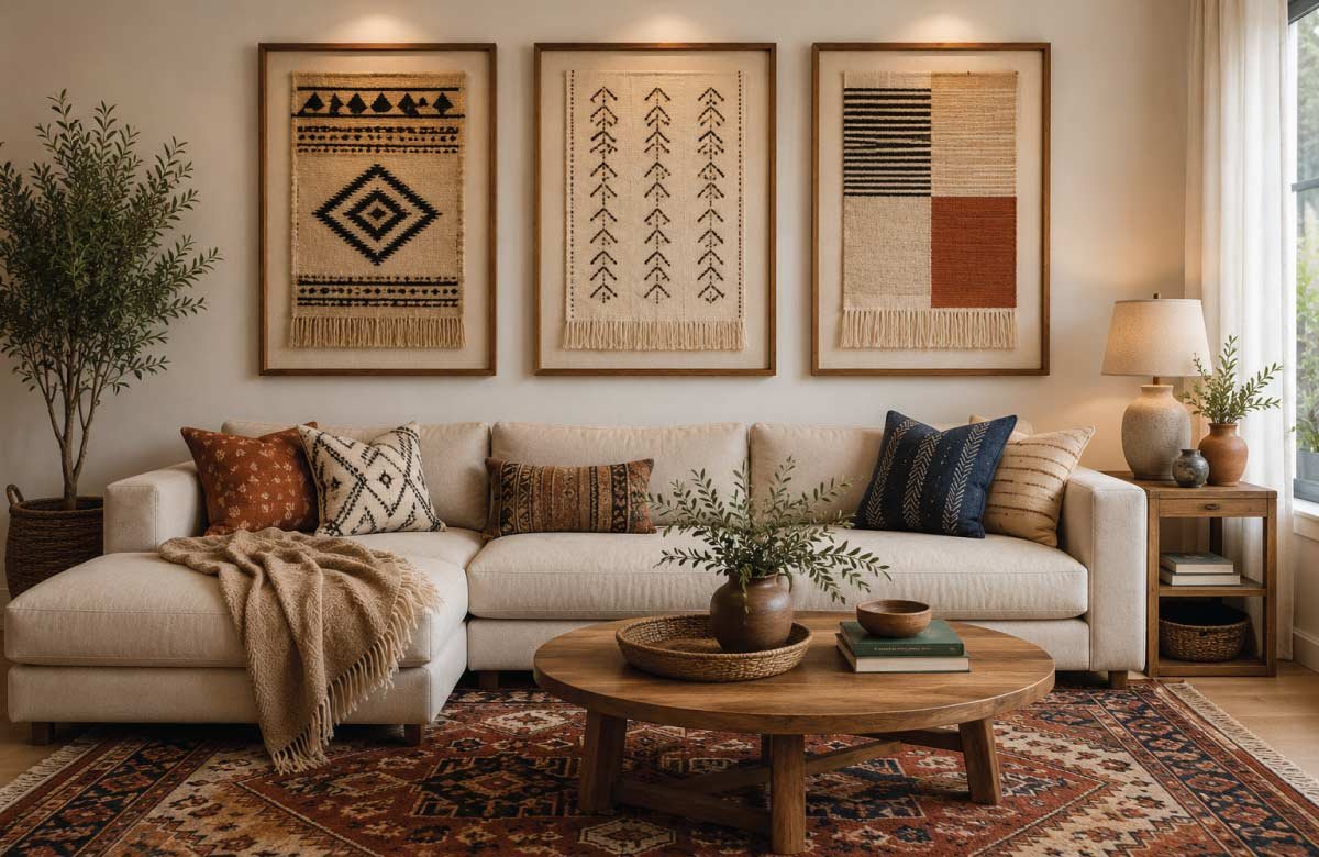 Framed Fabric or Textile Art