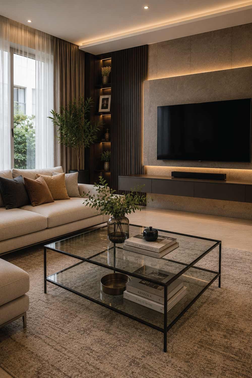 Glass and Metal Coffee Table Design