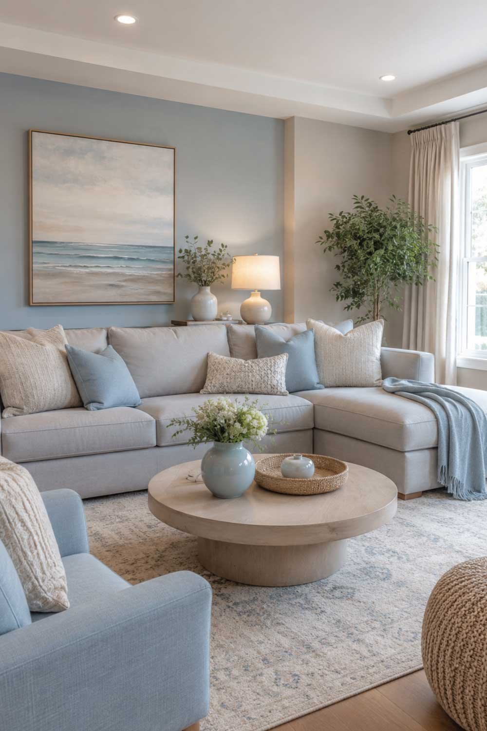 Gray, Beige & Soft Blue Calm Scheme
