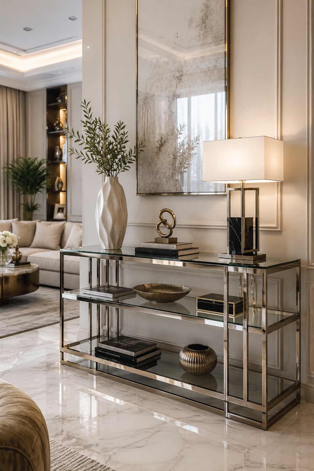High-End Glass and Metal Luxury Console Units