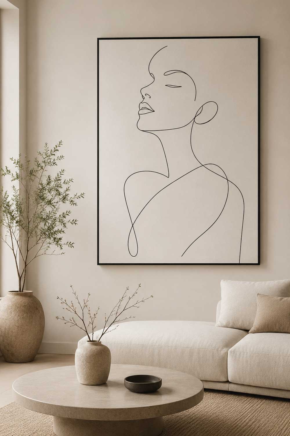 Large Minimal Line Art Painting