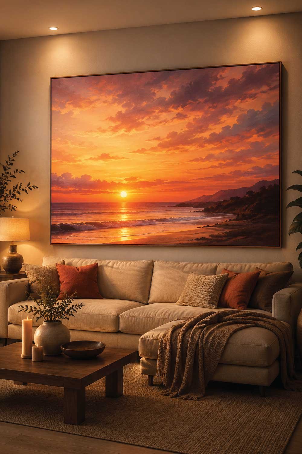 Large Sunset Painting for Warm Atmosphere