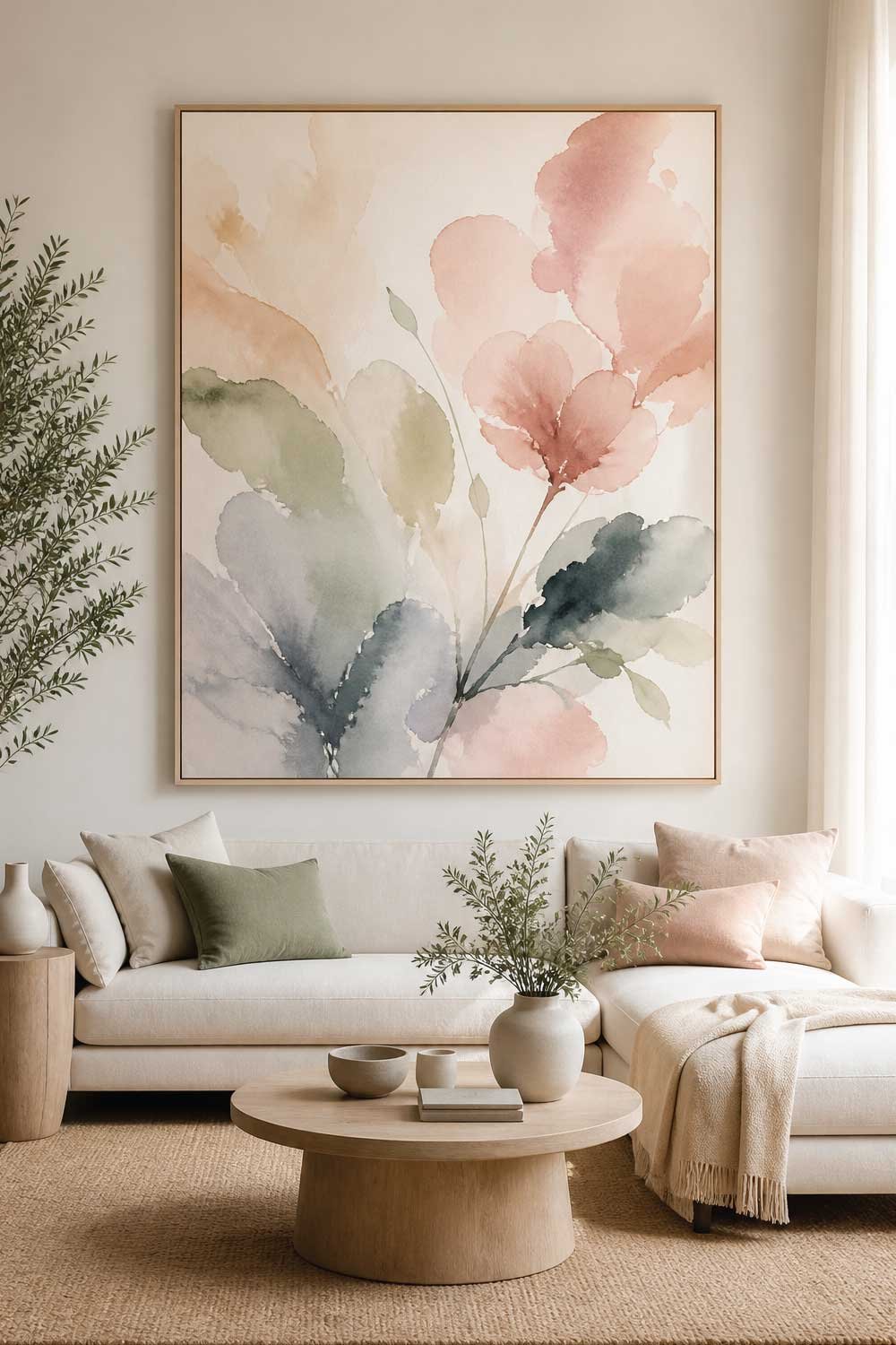 Large Watercolor Painting for Soft Artistic Look