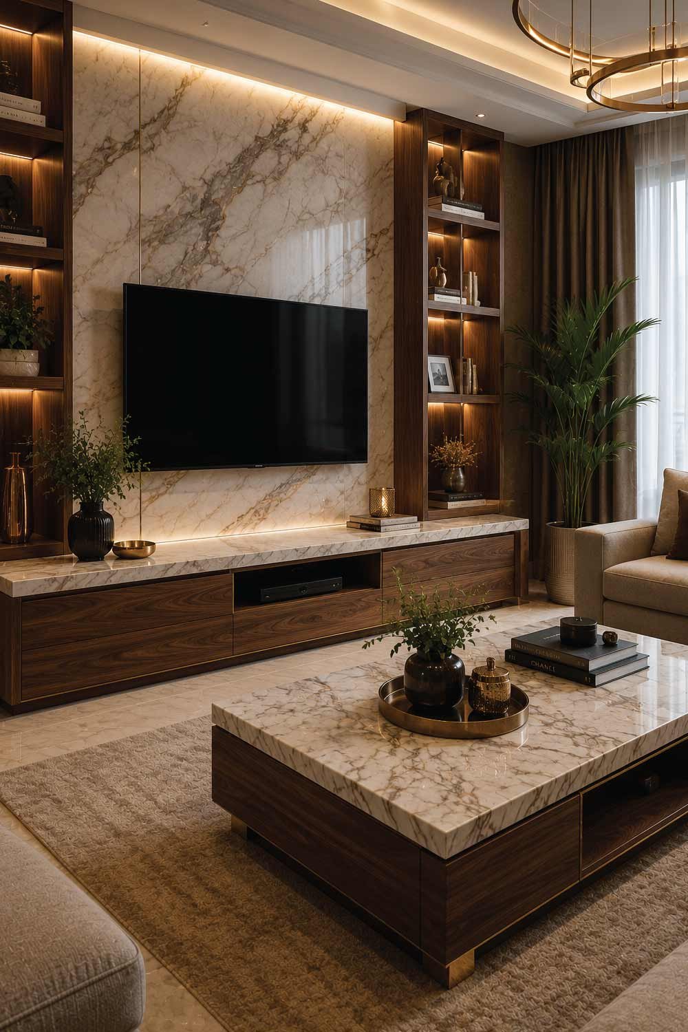 Luxury Marble and Wood Combination Furniture