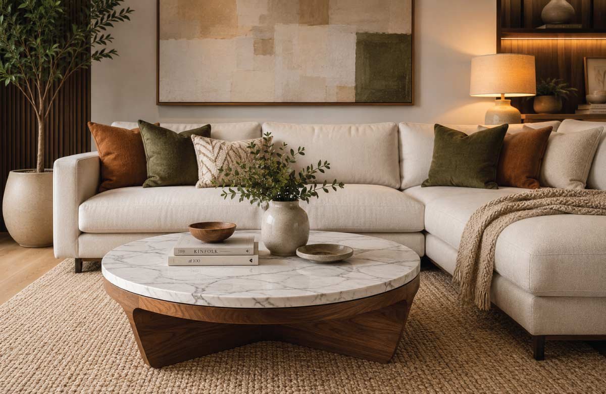 Marble and Wood Combination Table
