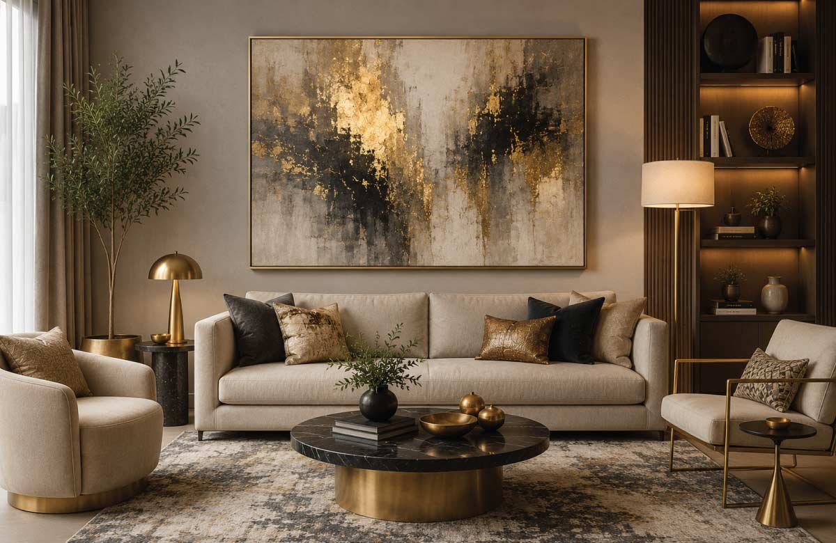 Metallic Accents in Abstract Art