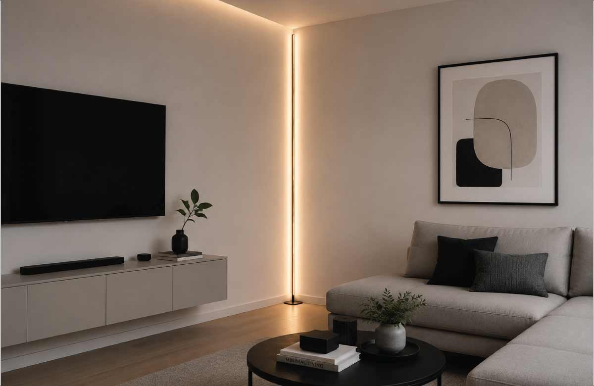 Minimalist LED Corner Lamp for Modern Homes