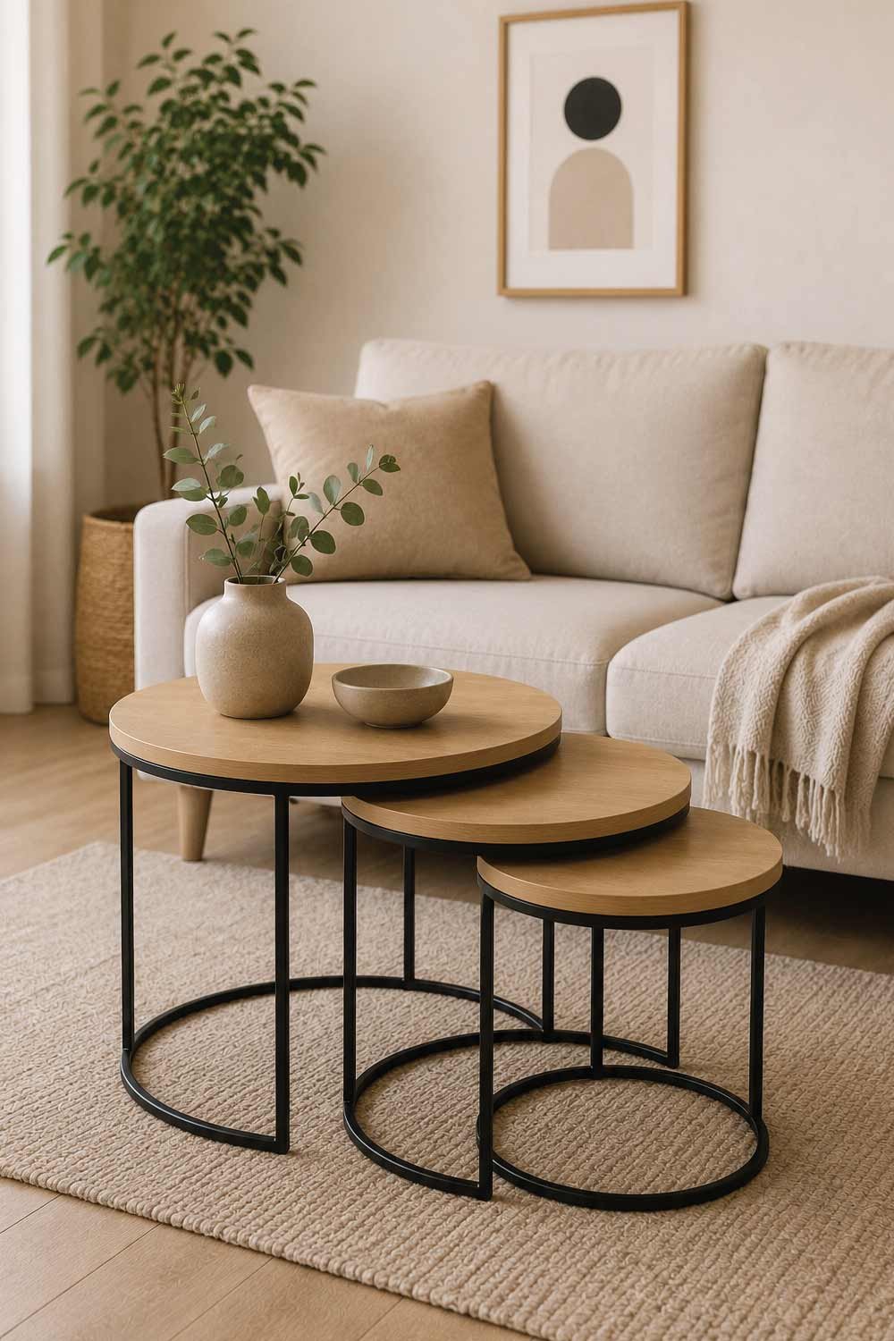 Minimalist Nesting Tables with Simple Geometry