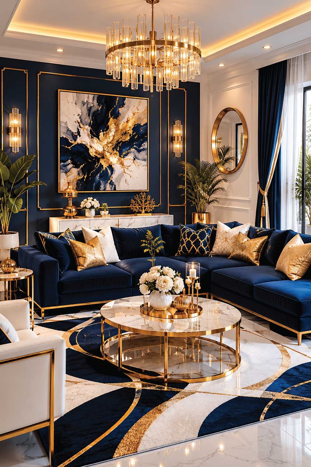 Navy Blue, White & Gold Scheme