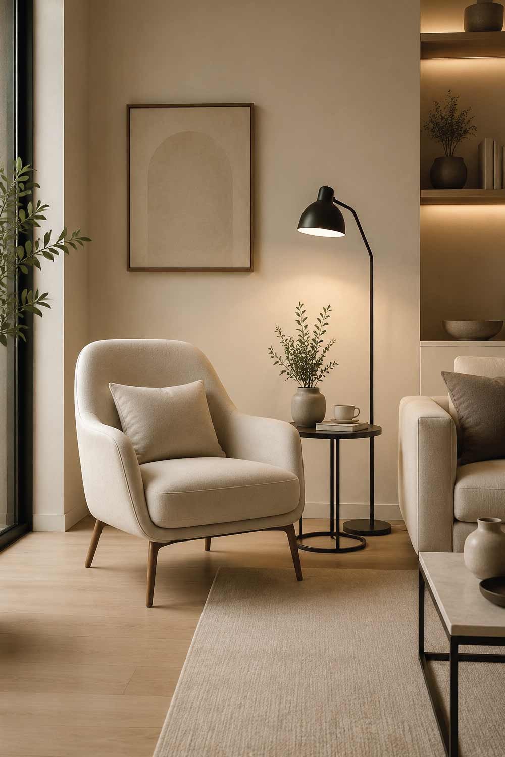 Neutral Color Minimalist Accent Chairs