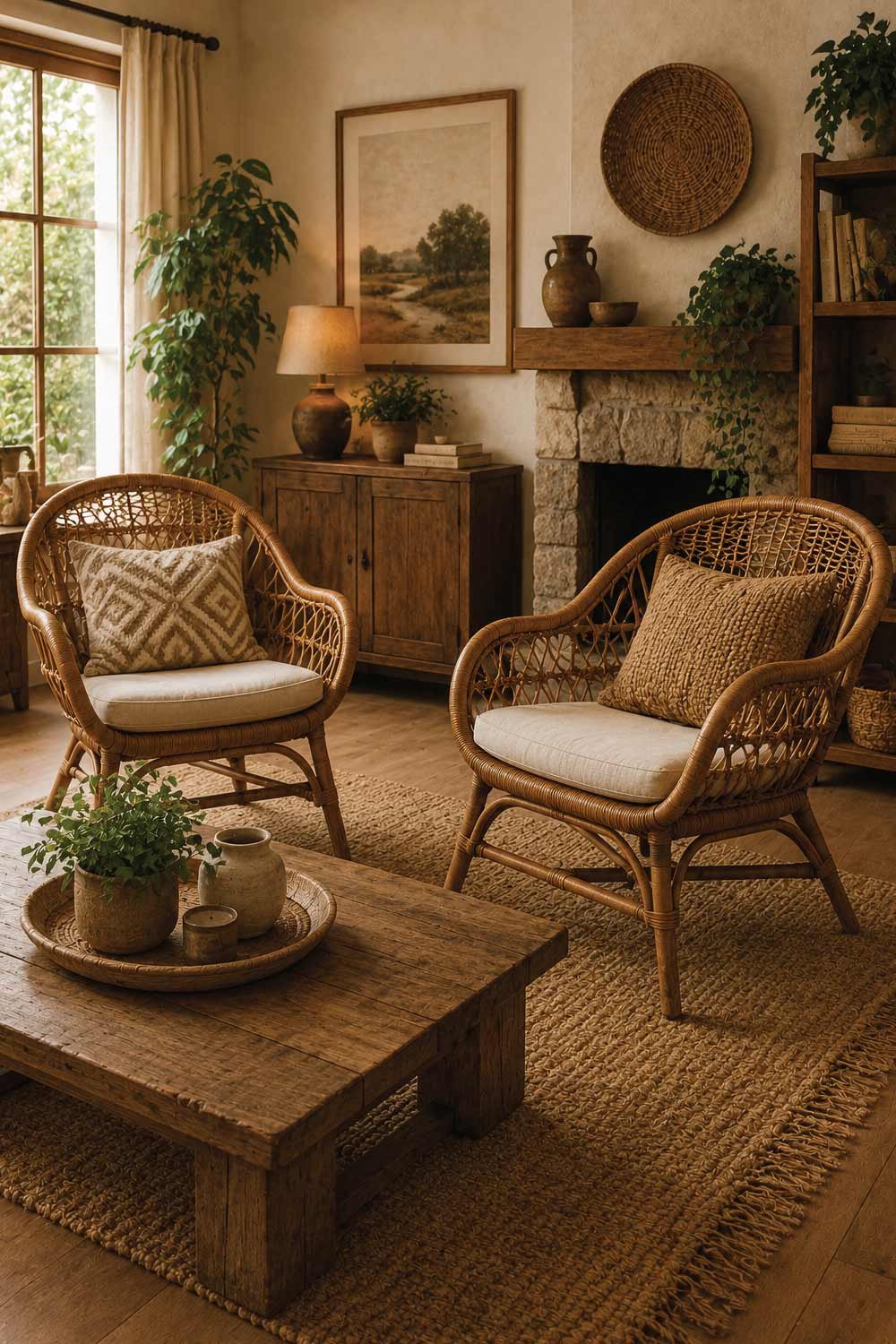 Rustic Woven Rattan Chairs for Natural Comfort
