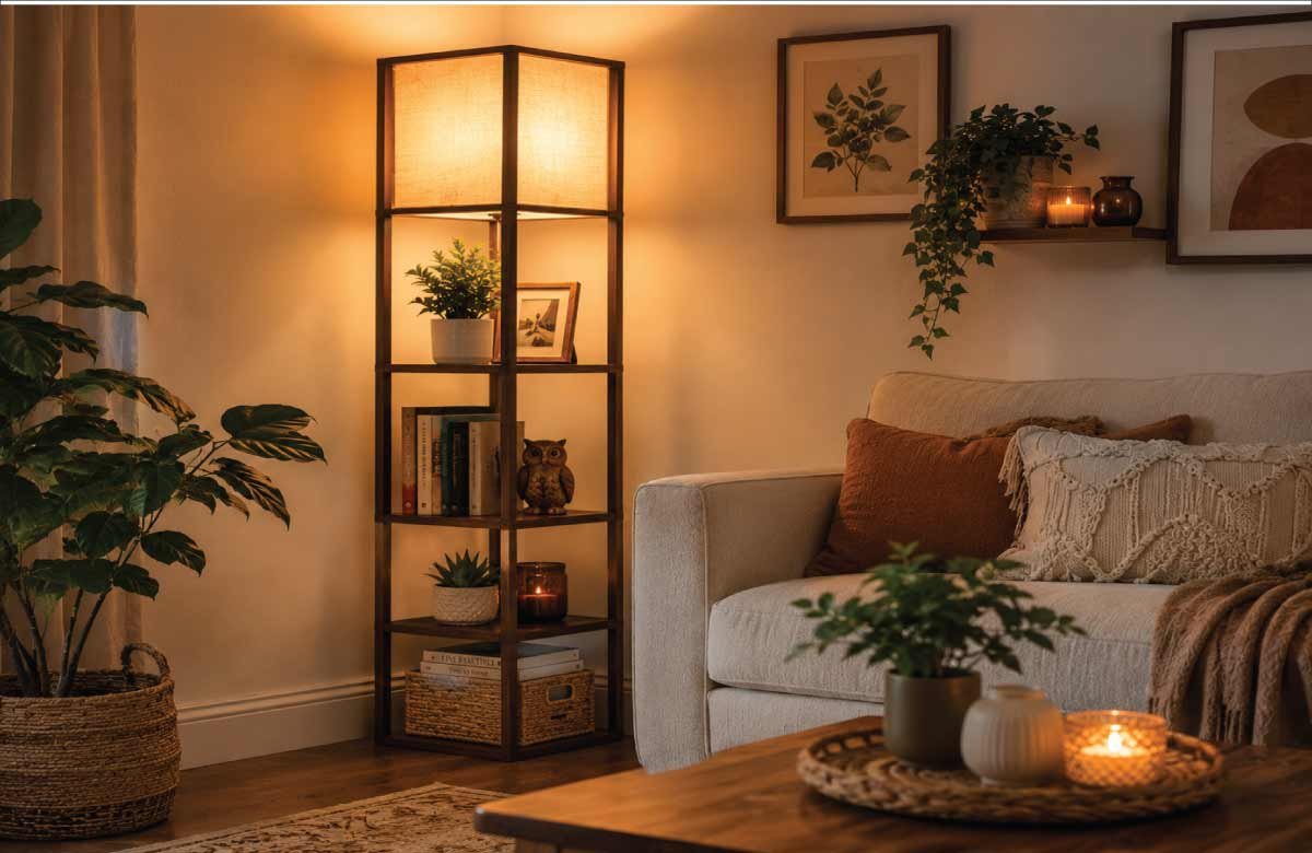Shelf Floor Lamp for Style and Storage