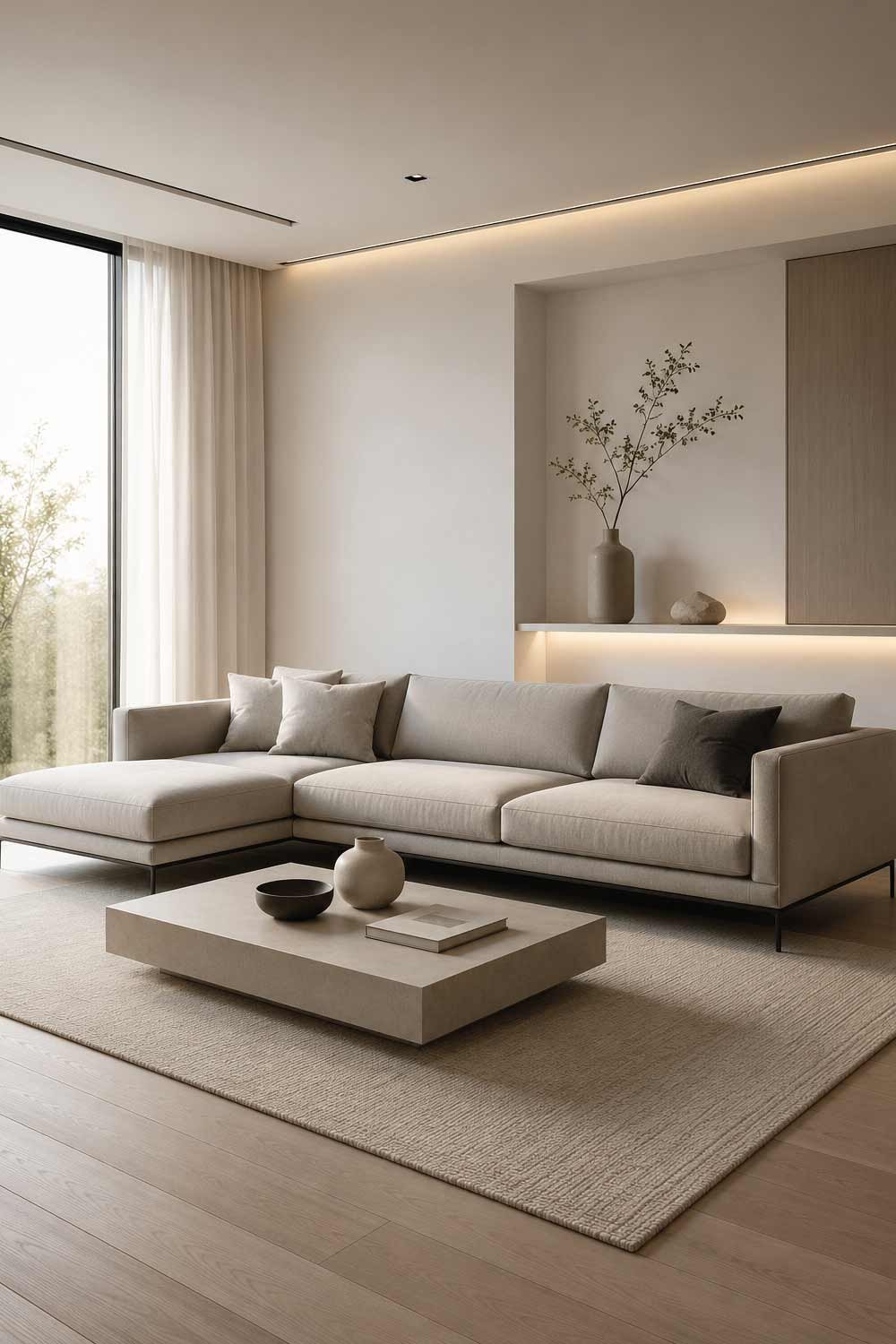 Slim Profile Sectional Sofa for Minimalist Layouts