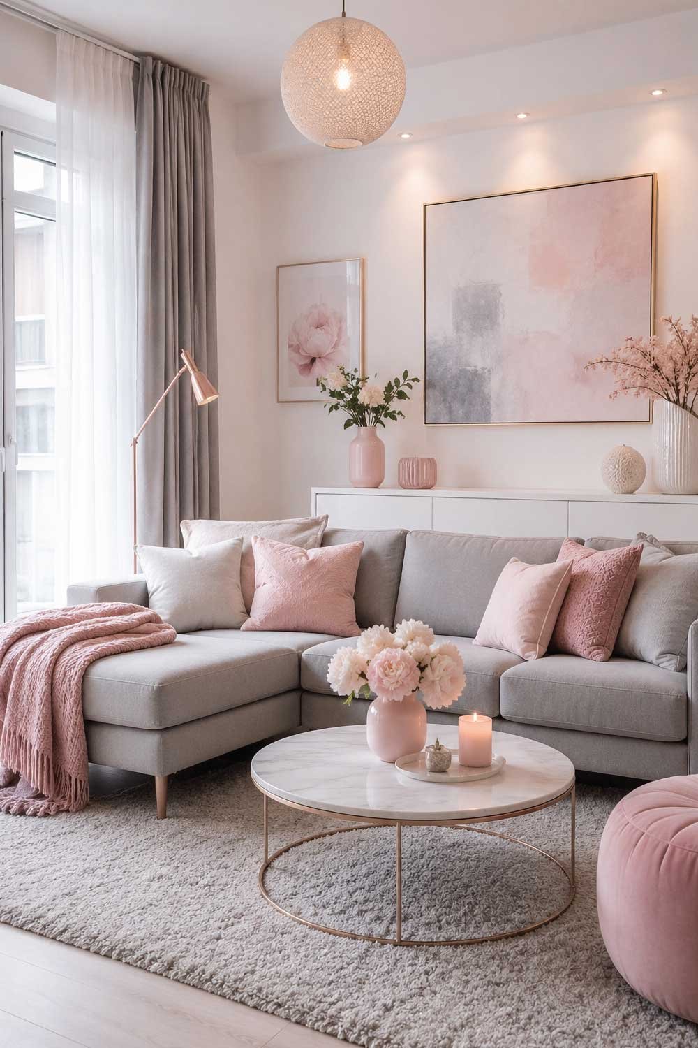 Soft Pastel Pink, White & Gray Scheme