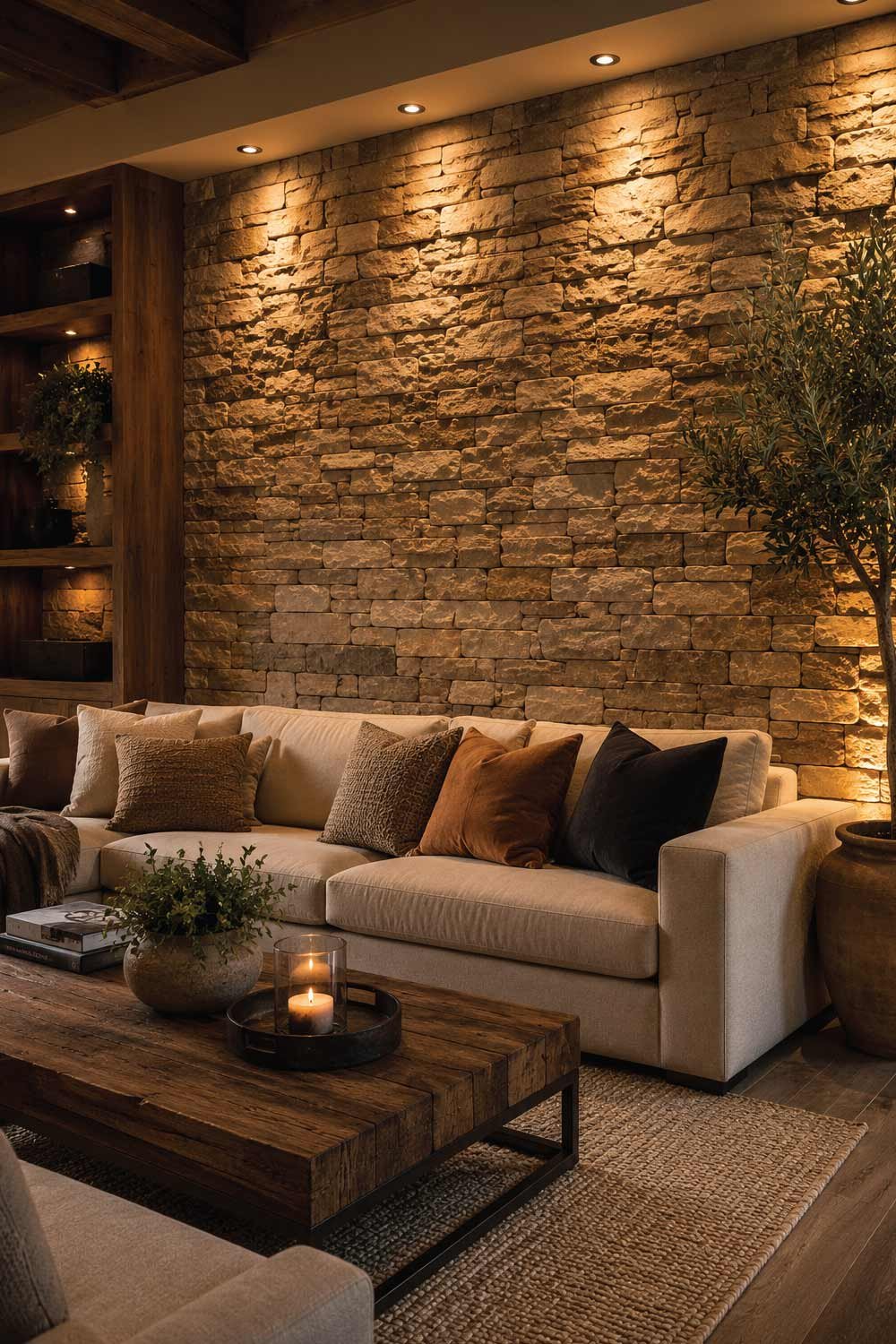 Stone or Brick Accent Wall for Rustic Character