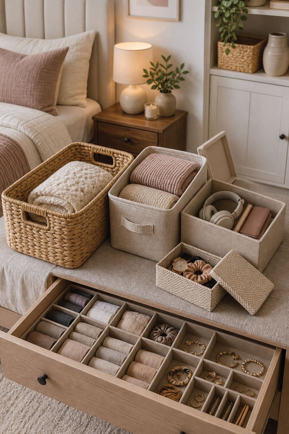 Use Baskets, Boxes, and Drawer Dividers