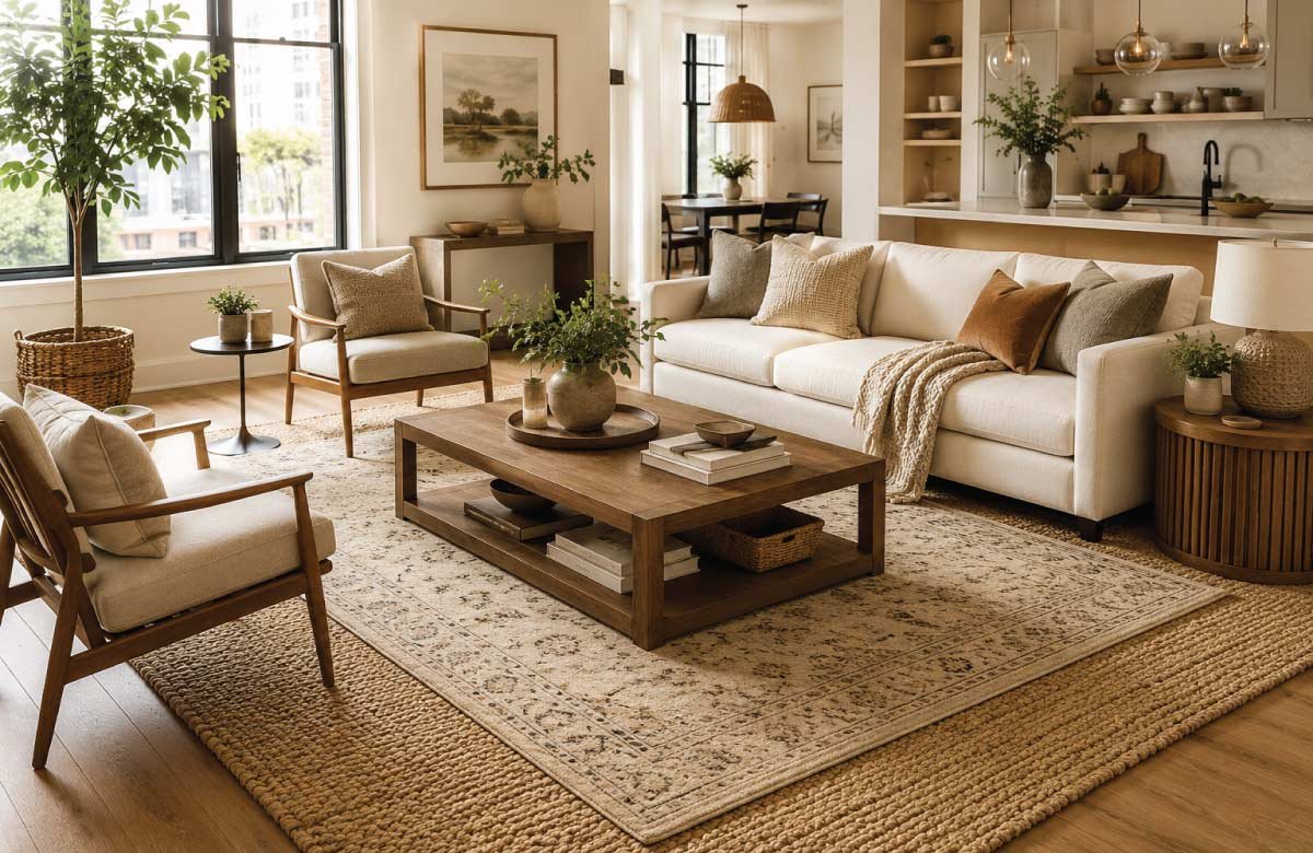 Use Textured Rugs to Define Space