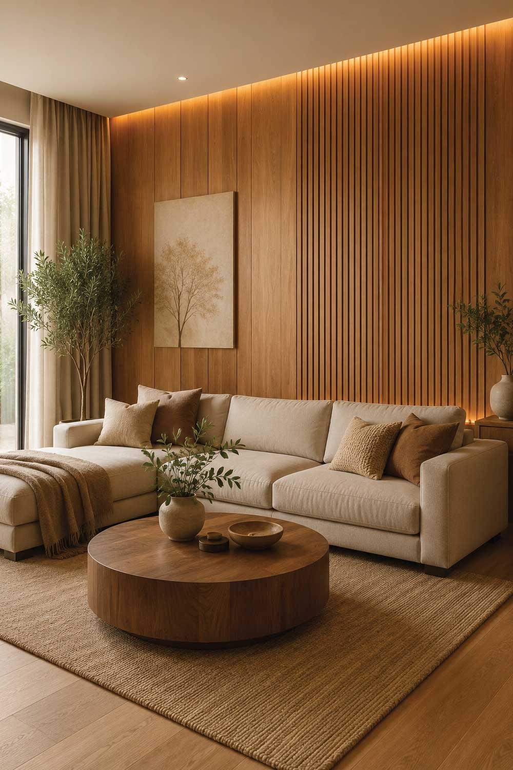 Wood Panel Accent Wall for Natural Warmth