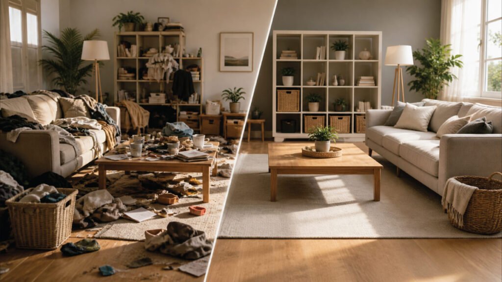 how to fix cluttered living room