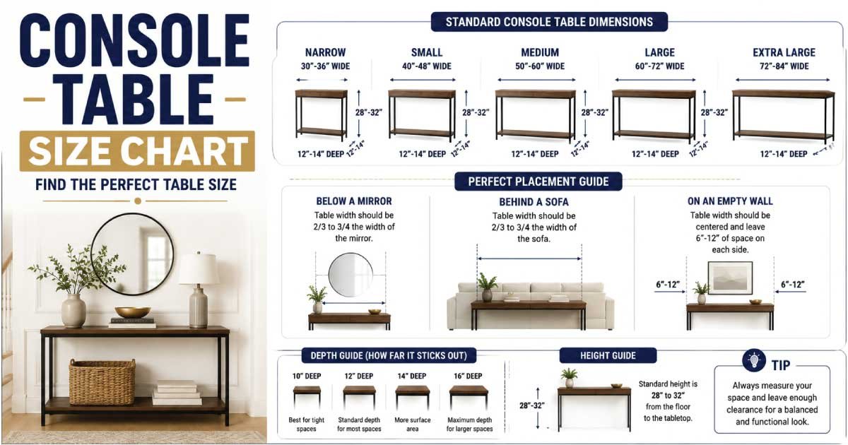 Console Table Size Chart