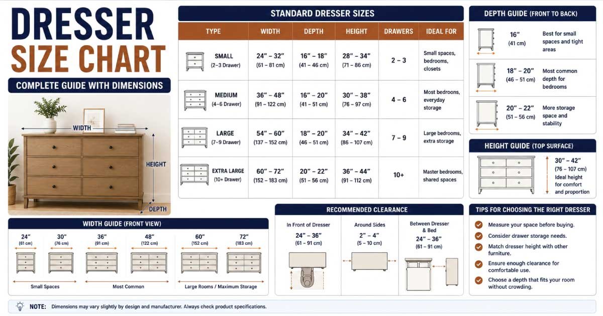 Dresser Size Chart