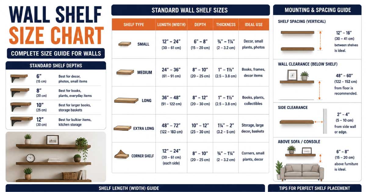 Wall Shelf Size Chart