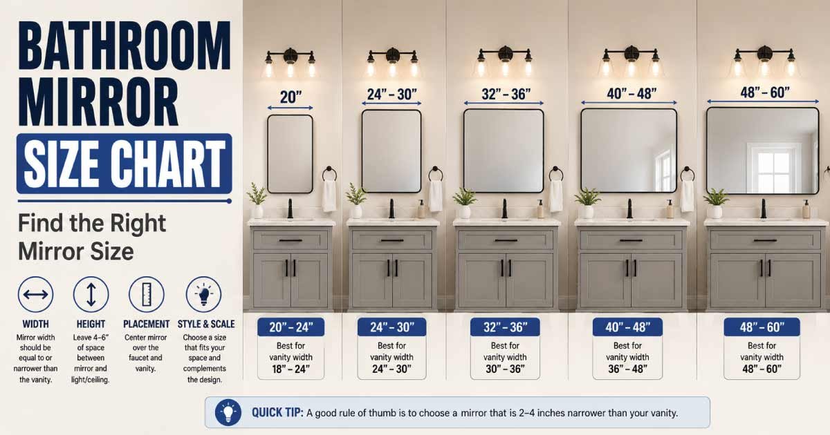 Bathroom Mirror Size Chart